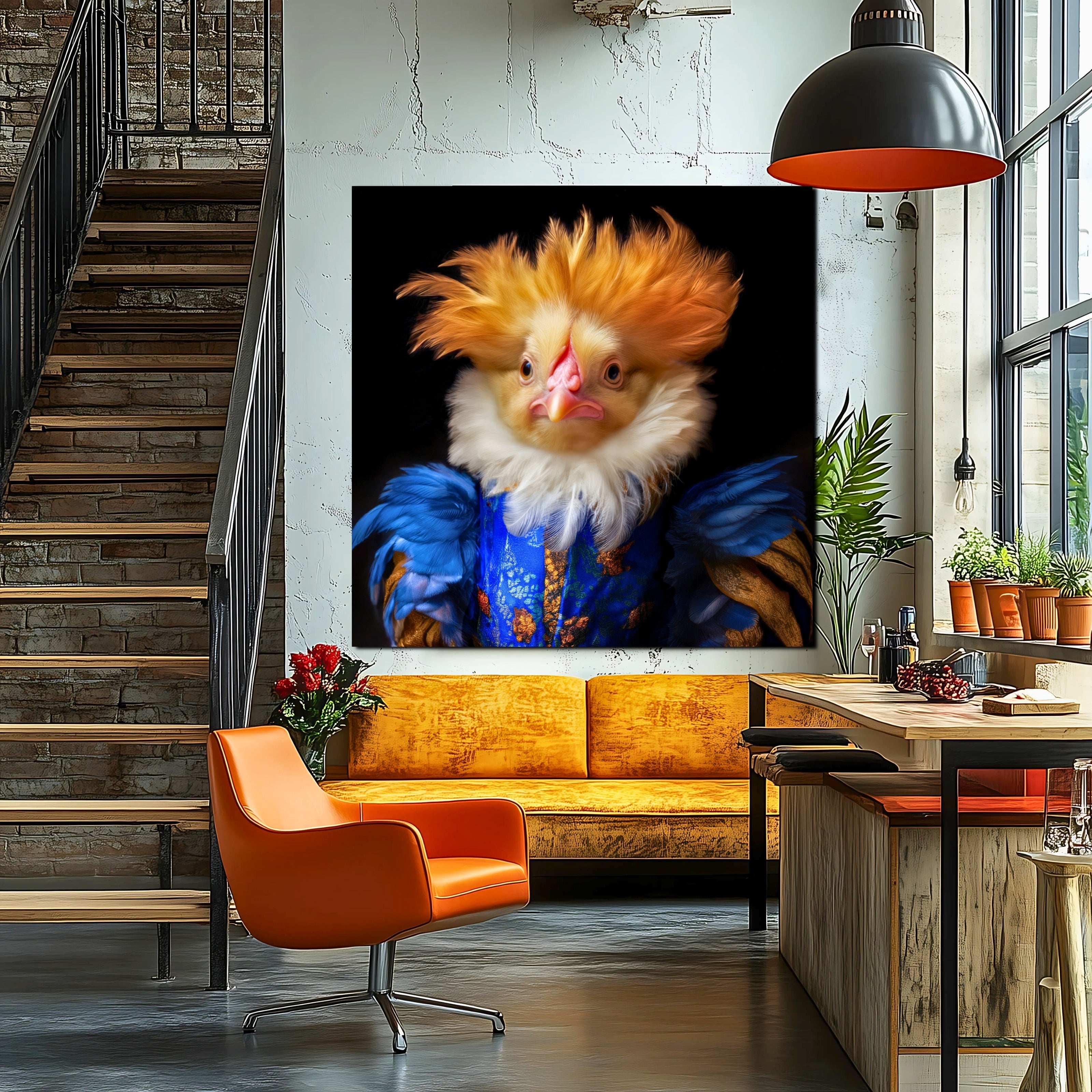 Victorian Chicken Portrait Canvas Art: Quirky Farmhouse Decor