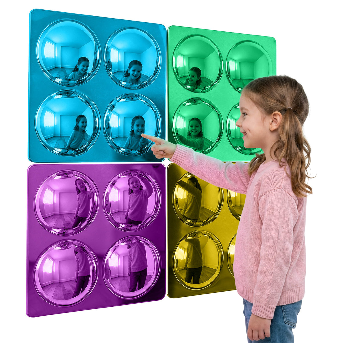 Special Supplies Sensory Bubble Wall Mirror - Interactive Colorful Acrylic Mirrors for Wall Decoration and Sensory Toys for Kids Classroom or Home - Room Decor -Visual, Tactile Stimulation - (4)