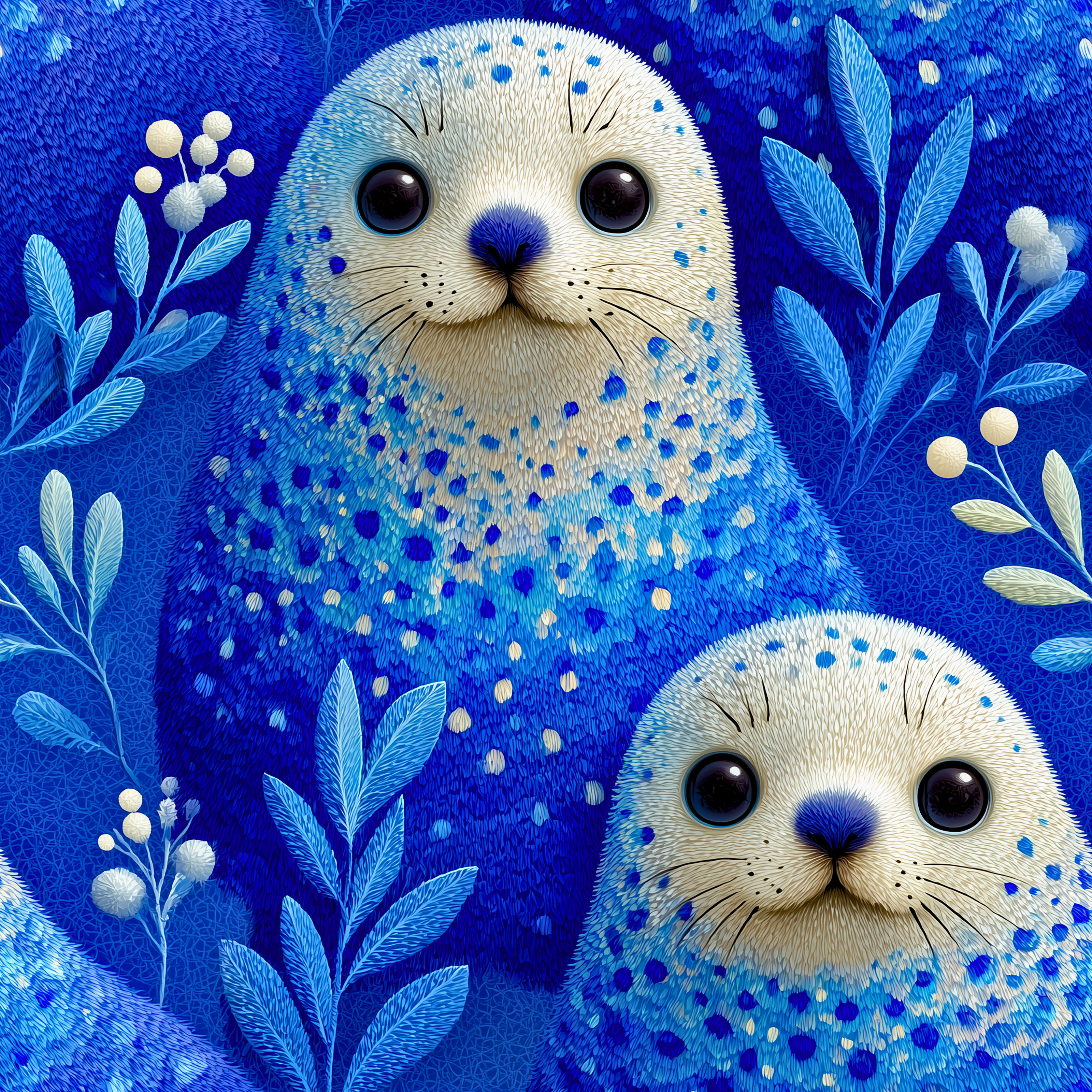 Wrapping Paper — Blue Seal Pup Pattern Holiday Gift Wrap