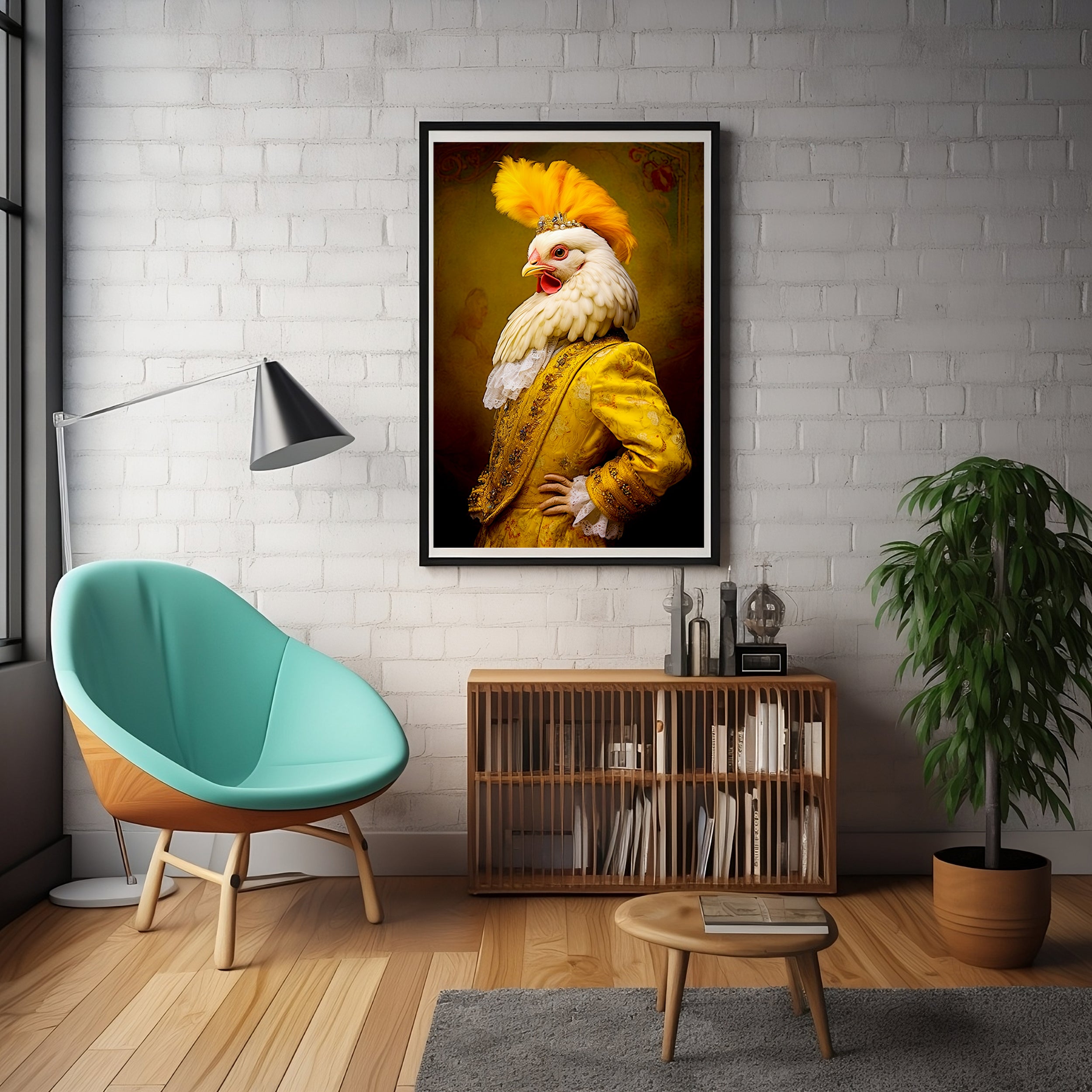 Renaissance Style Rooster Portrait Art Print | Victorian Animals in Costumes | Silly Animal Art Print from The Curated Goose
