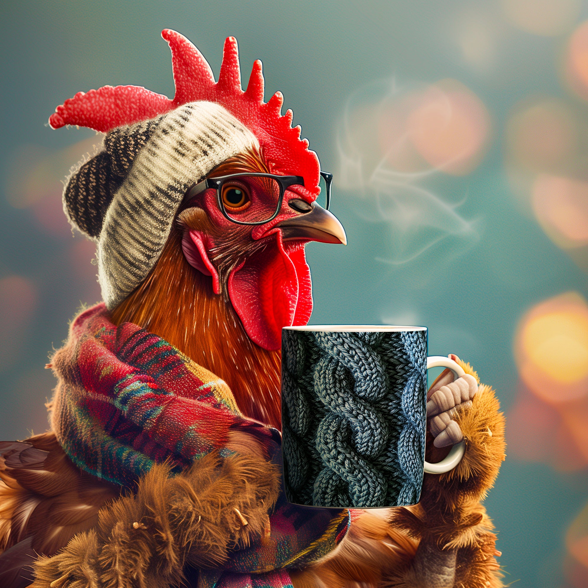 Coffee Mug | Blue Cable Knit Pattern Mug from The Curated Goose