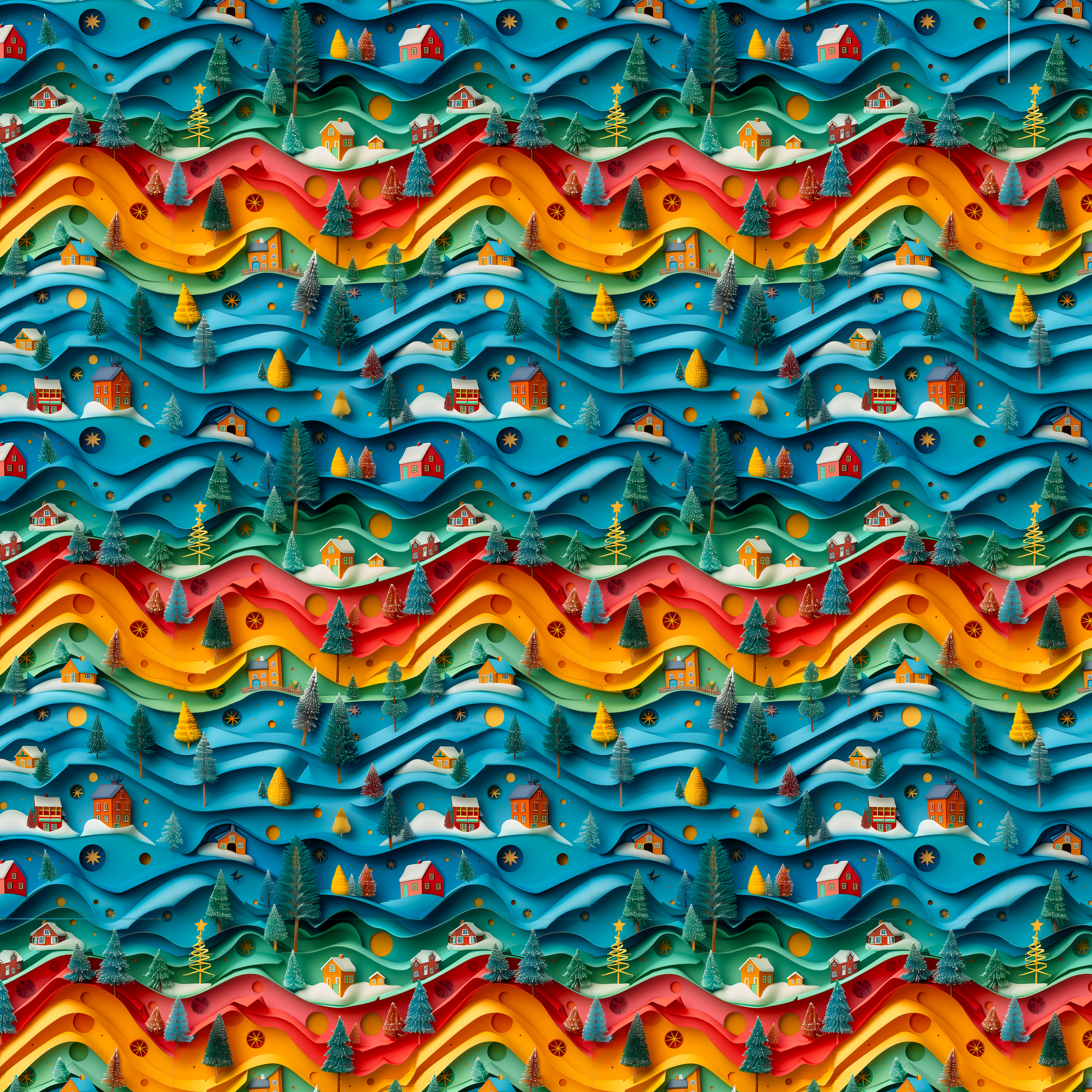 Christmas Winter Village Wrapping Paper – Colorful, Playful, and Perfect for Holiday Cheer!