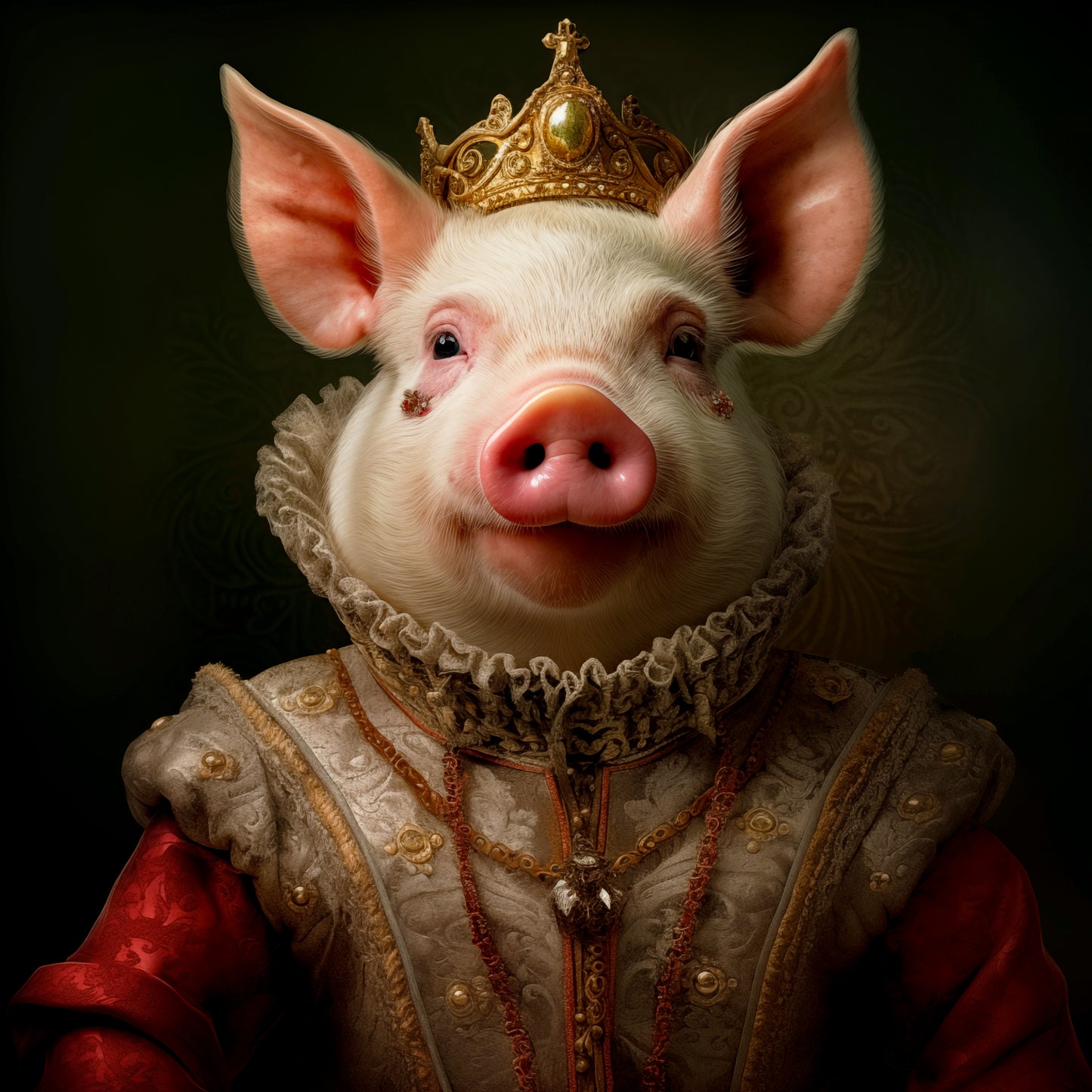 Animal Royalty Pig Portrait Gallery Wrap Canvas