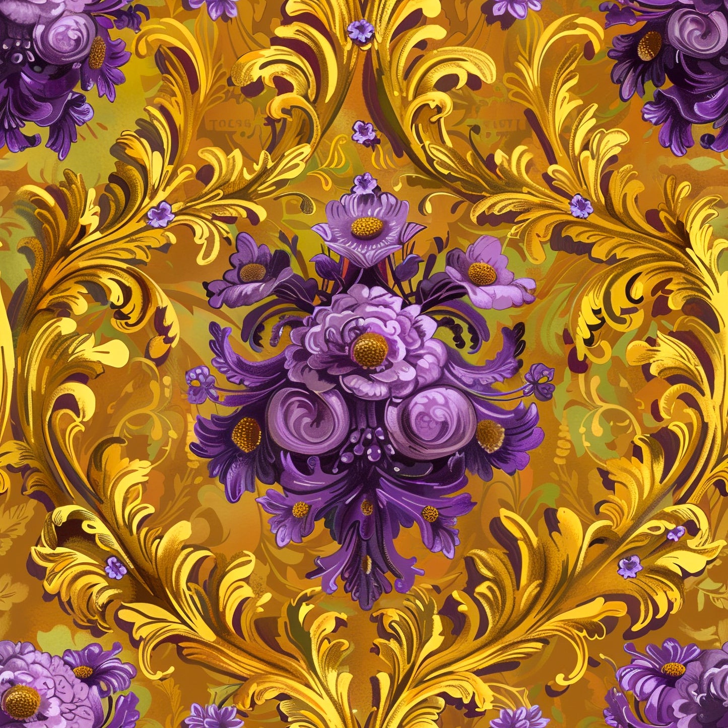 Purple & Gold Ornate Floral Wrapping Paper Rolls