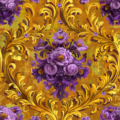 Purple & Gold Ornate Floral Wrapping Paper Rolls