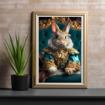 Victorian Rabbit Royalty Portrait Art Print from The Curated Goose