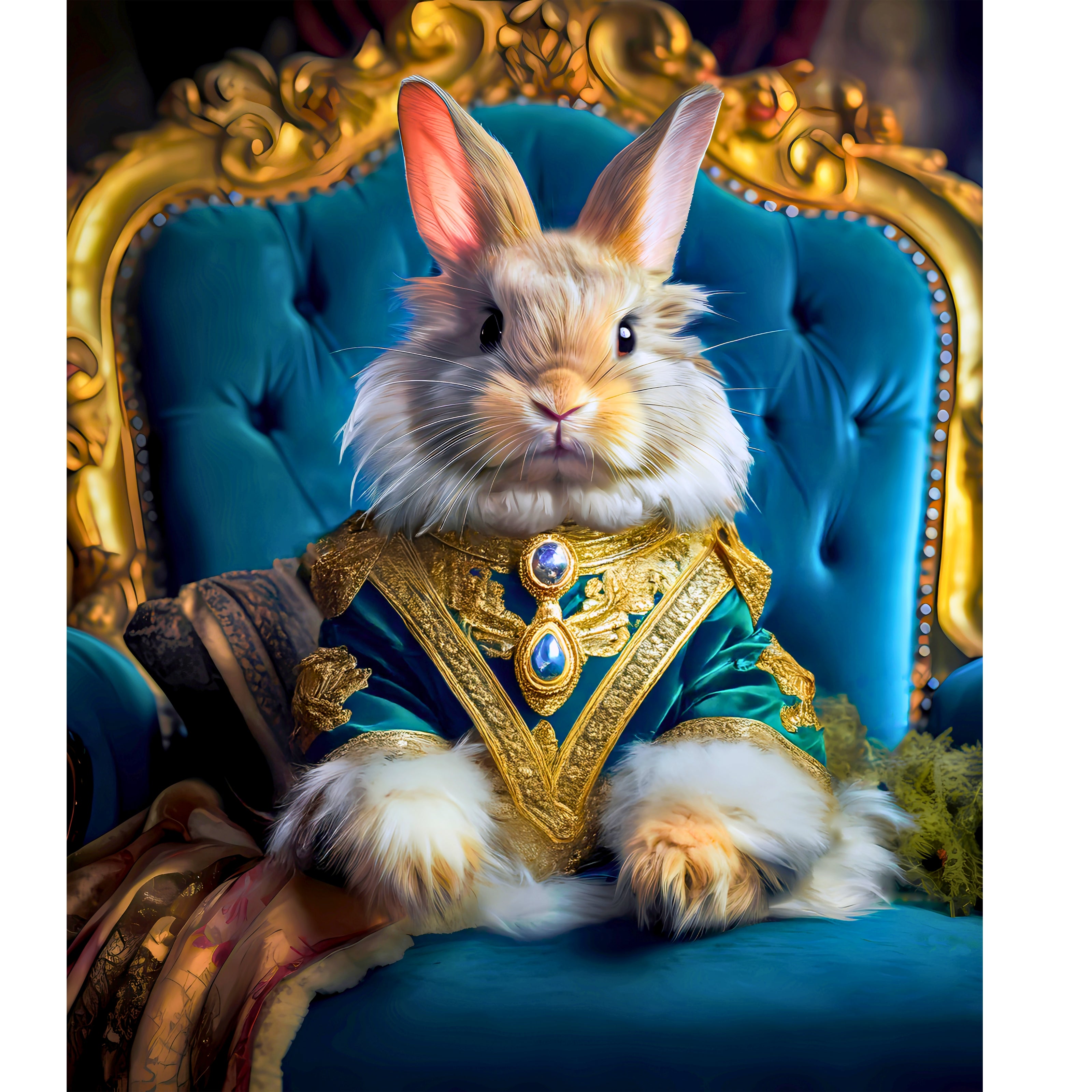 Victorian Rabbit Royalty Portrait Art Print | Wall Art Print