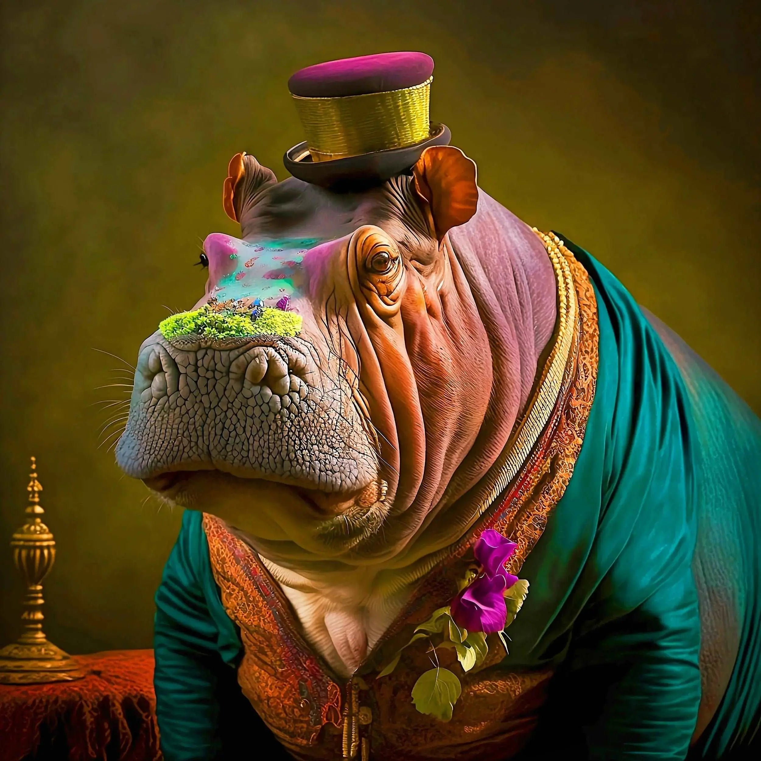 Renaissance Hippo Art Print | Funny Animal Art Home Décor from The Curated Goose
