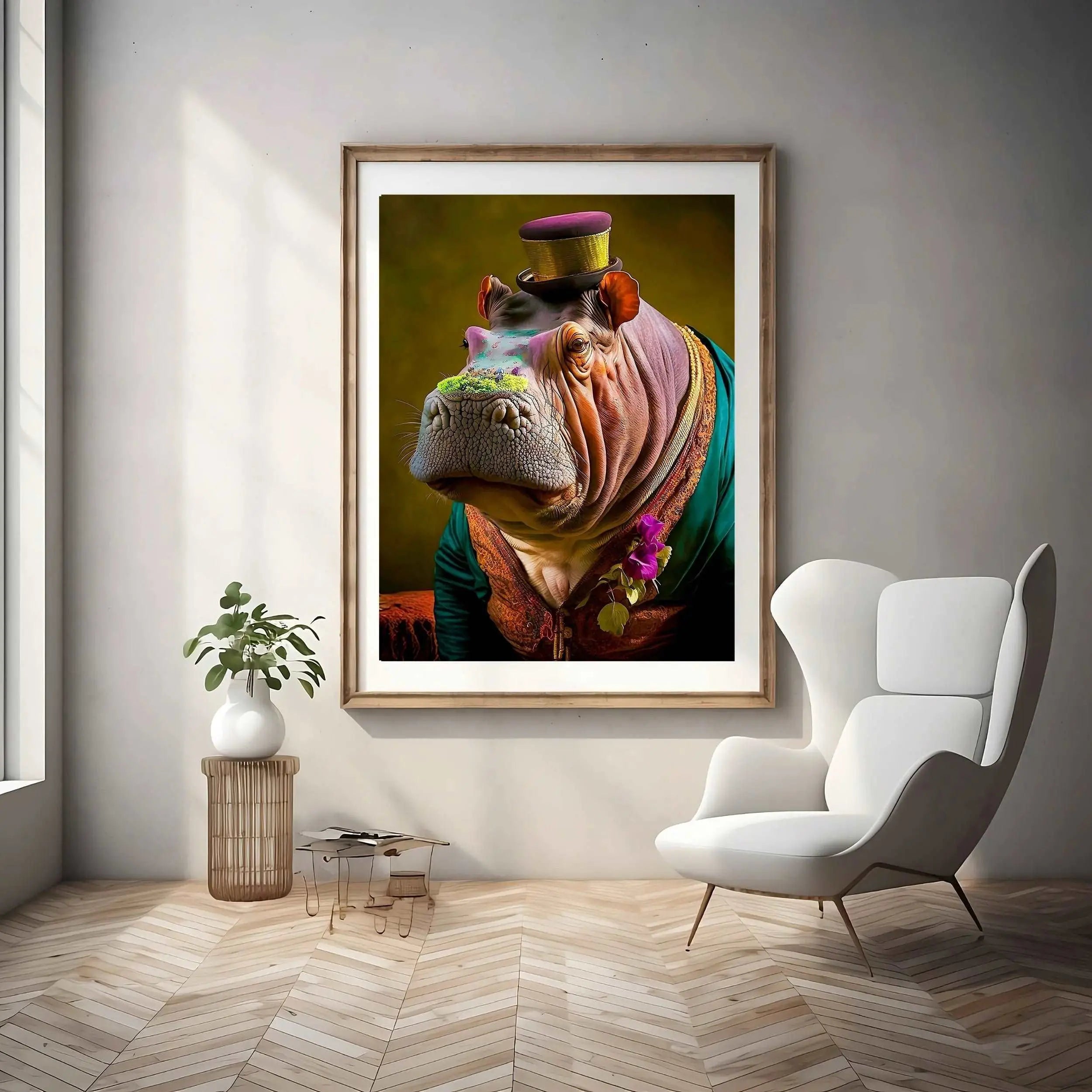 Renaissance Hippo Art Print | Funny Animal Art Home Décor from The Curated Goose