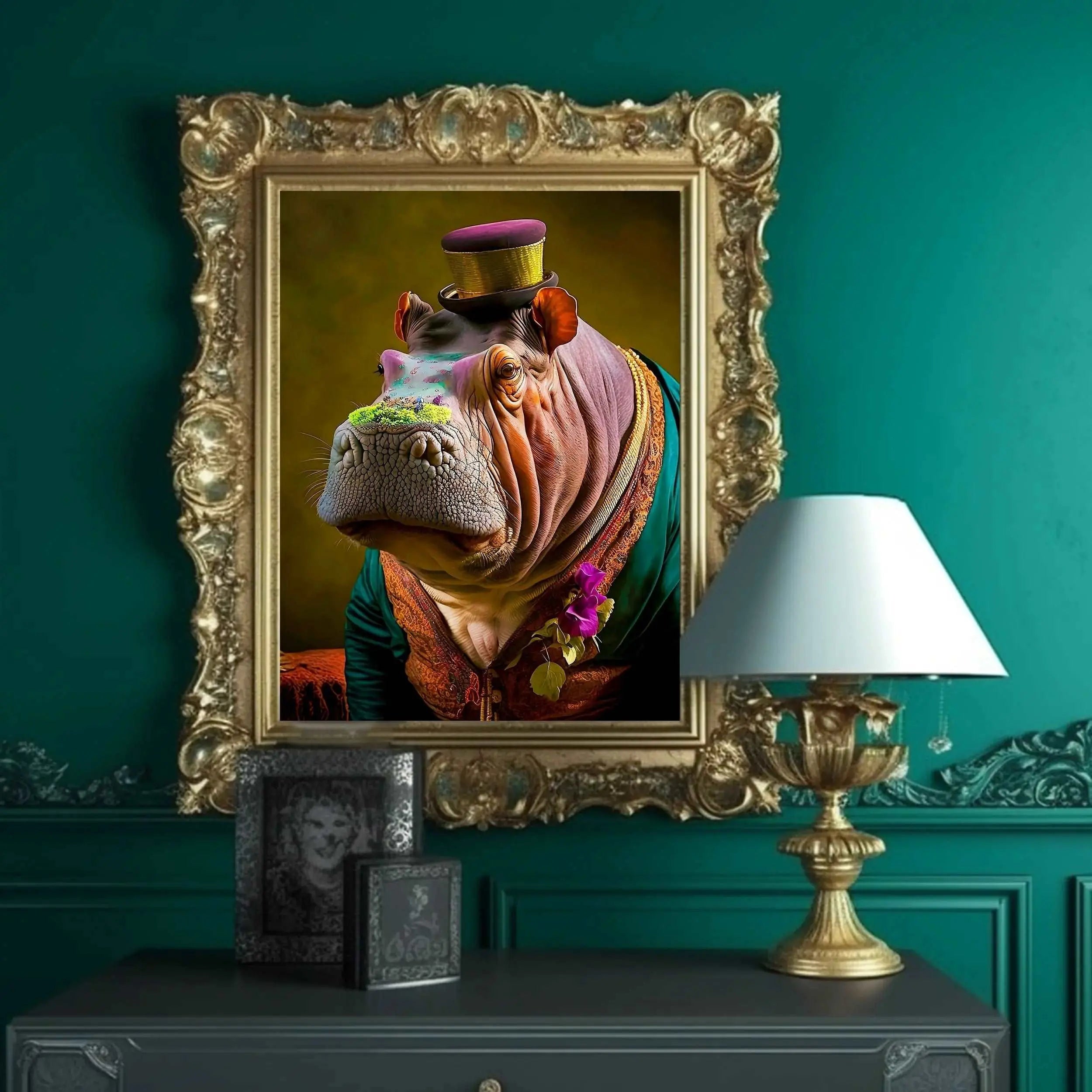 Renaissance Hippo Art Print | Funny Animal Art Home Décor from The Curated Goose