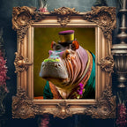 Renaissance Hippo Art Print | Funny Animal Art Home Décor from The Curated Goose