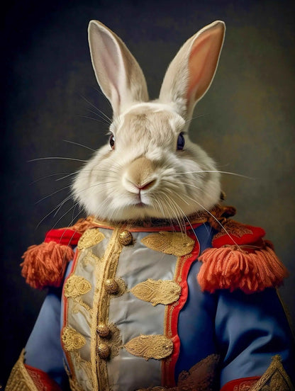 Renaissance Rabbit Soldier Art Print | Funny Animal Art Prints from The Curated Goose