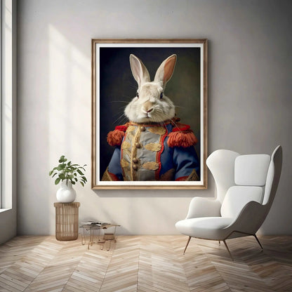 Renaissance Rabbit Soldier Art Print | Funny Animal Art Prints from The Curated Goose