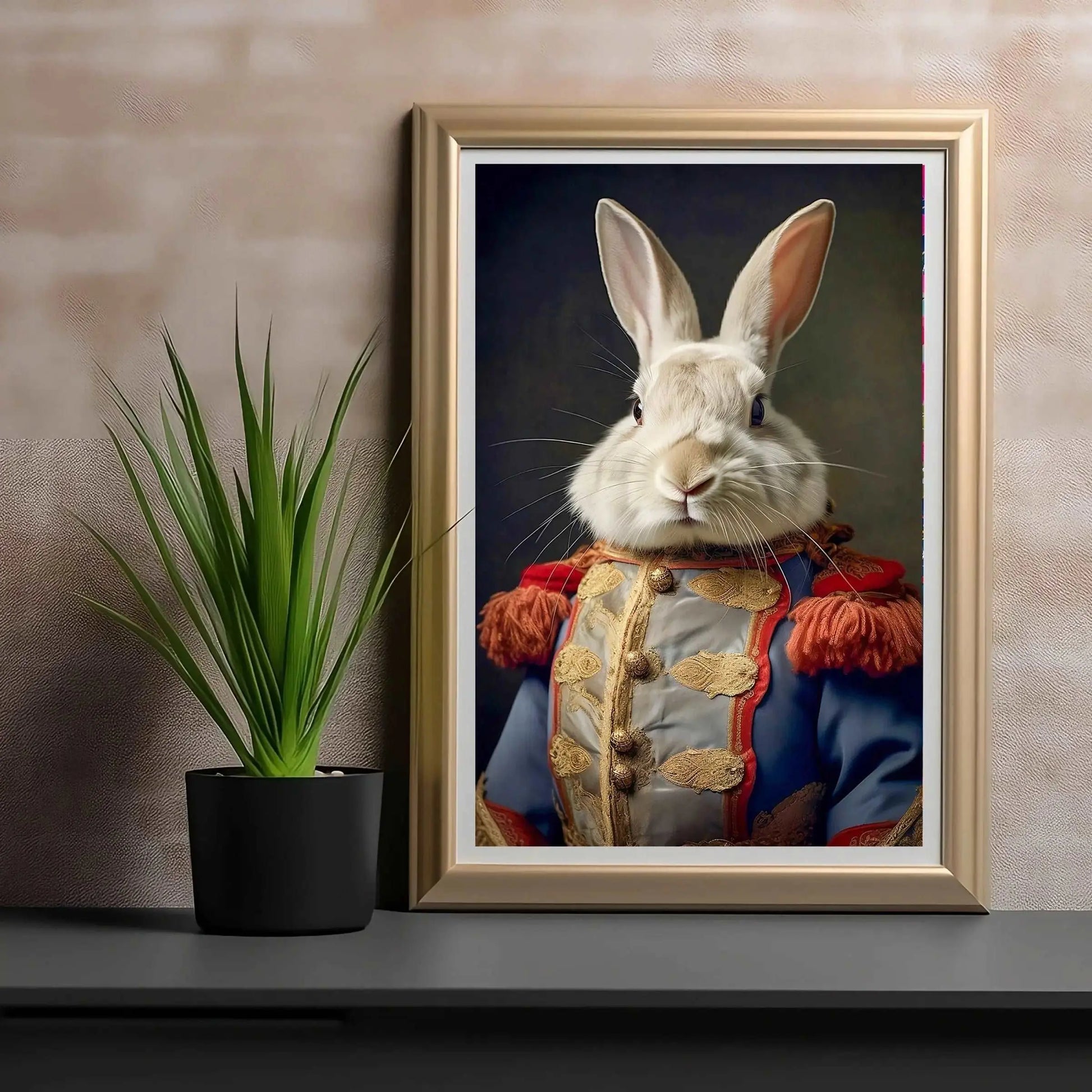 Renaissance Style Rabbit Portrait | Soldier Bunny Renaissance Art Print / Renaissance Animals in Costume / Silly Animal Art Print - Premium Poster from The Curated Goose - From $18.99! Shop now at TheCuratedGoose.com