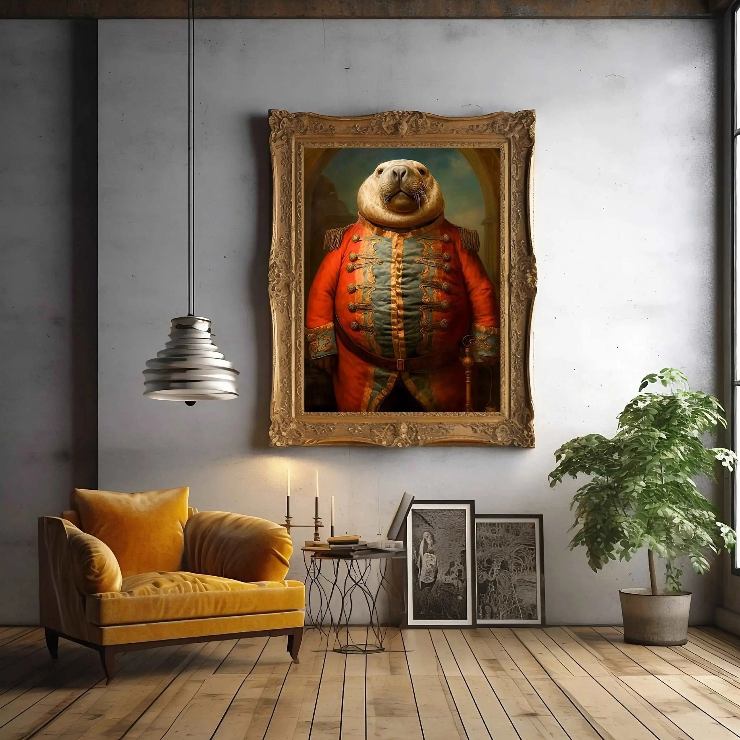 Renaissance Sea Lion Soldier Art Print | Funny Vintage Animal Home Decor from The Curated Goose