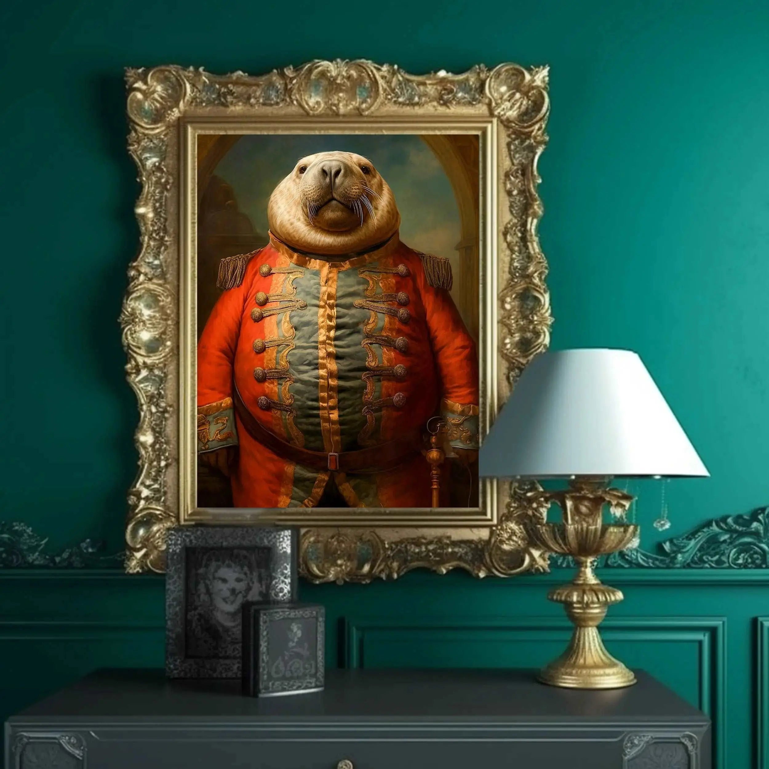 Renaissance Sea Lion Soldier Art Print | Funny Vintage Animal Home Decor from The Curated Goose