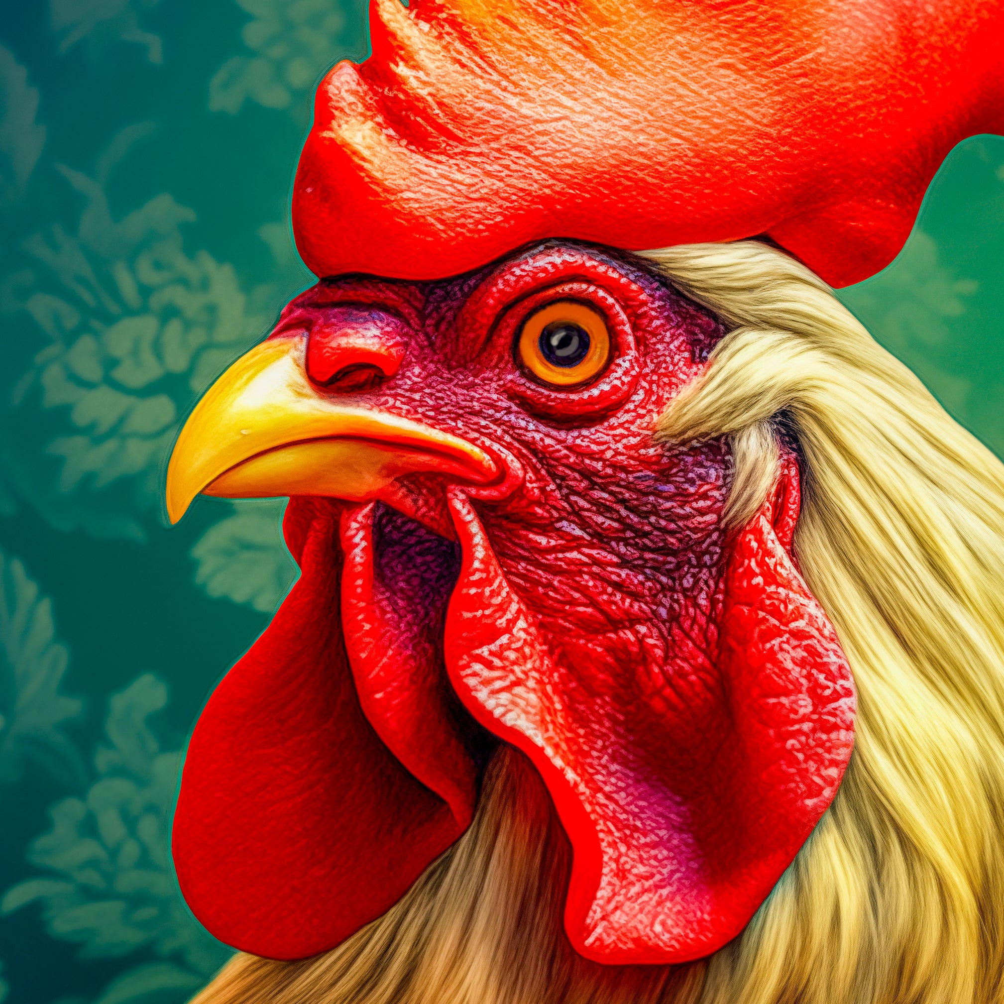 Colorful Renaissance Rooster Gallery Wrapped Canvas from The Curated Goose