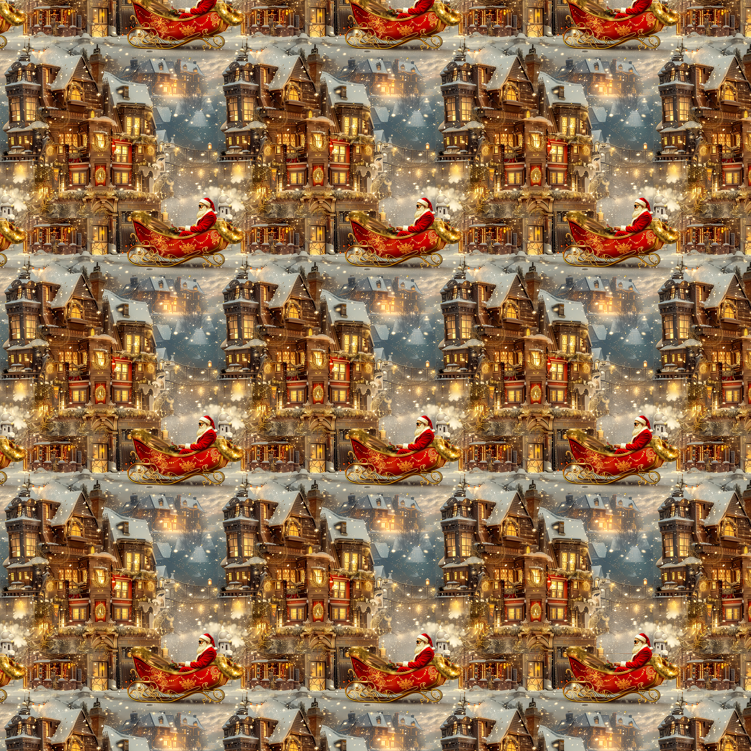 Victorian Mansion Holiday Wrapping Paper – Luxurious and Festive with Santa’s Sleigh Shining Bright