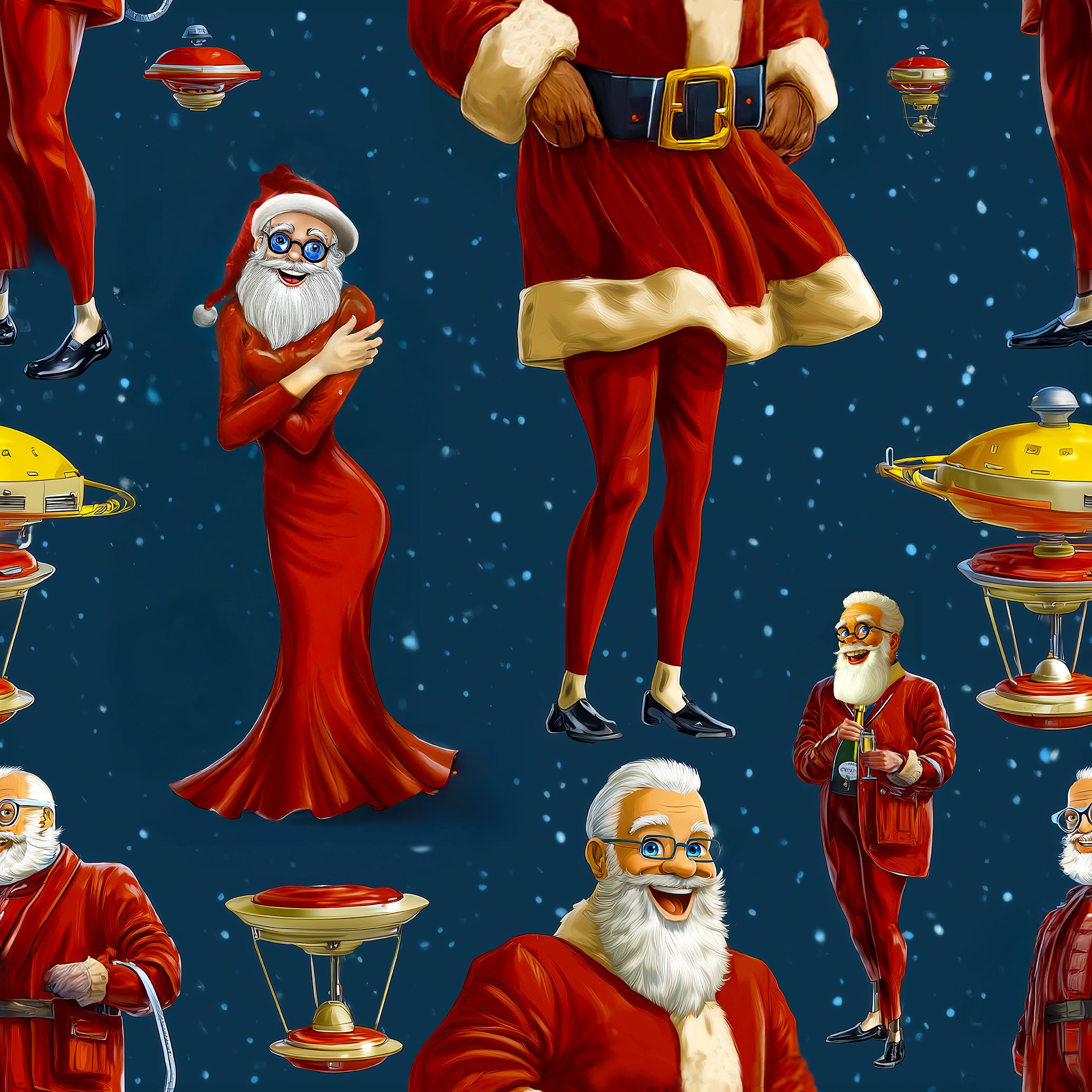 Festive Inclusive Santa in Dress Wrapping Paper Rolls for Holidays
