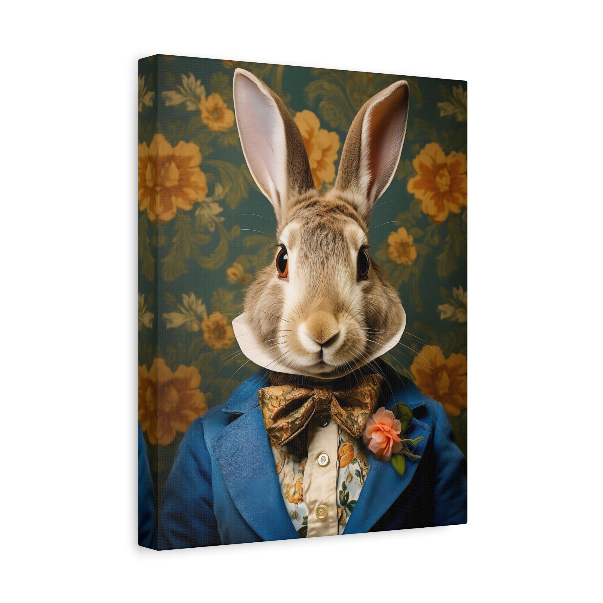 Victorian Rabbit Animal Portrait Wall Art Print | Fine Art Paper or Canvas Print