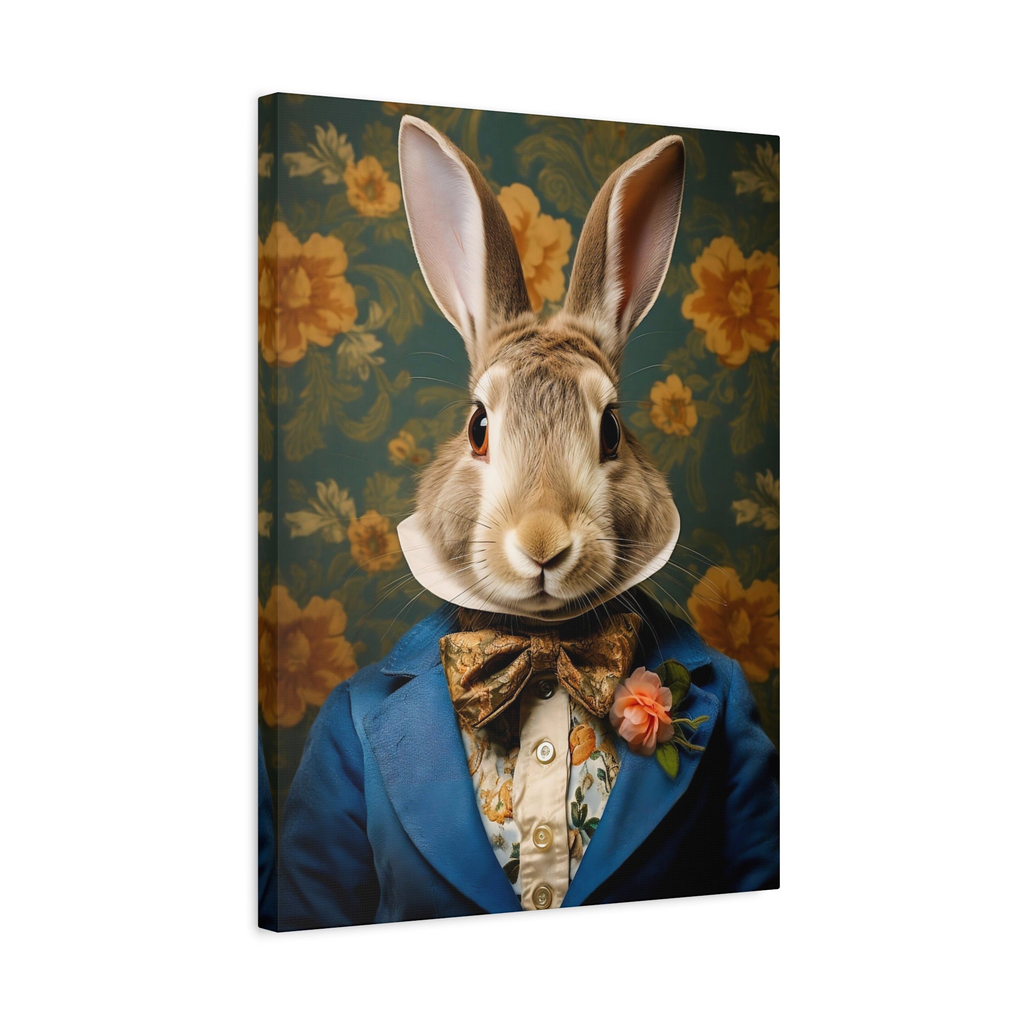 Victorian Rabbit Animal Portrait Wall Art Print | Fine Art Paper or Canvas Print