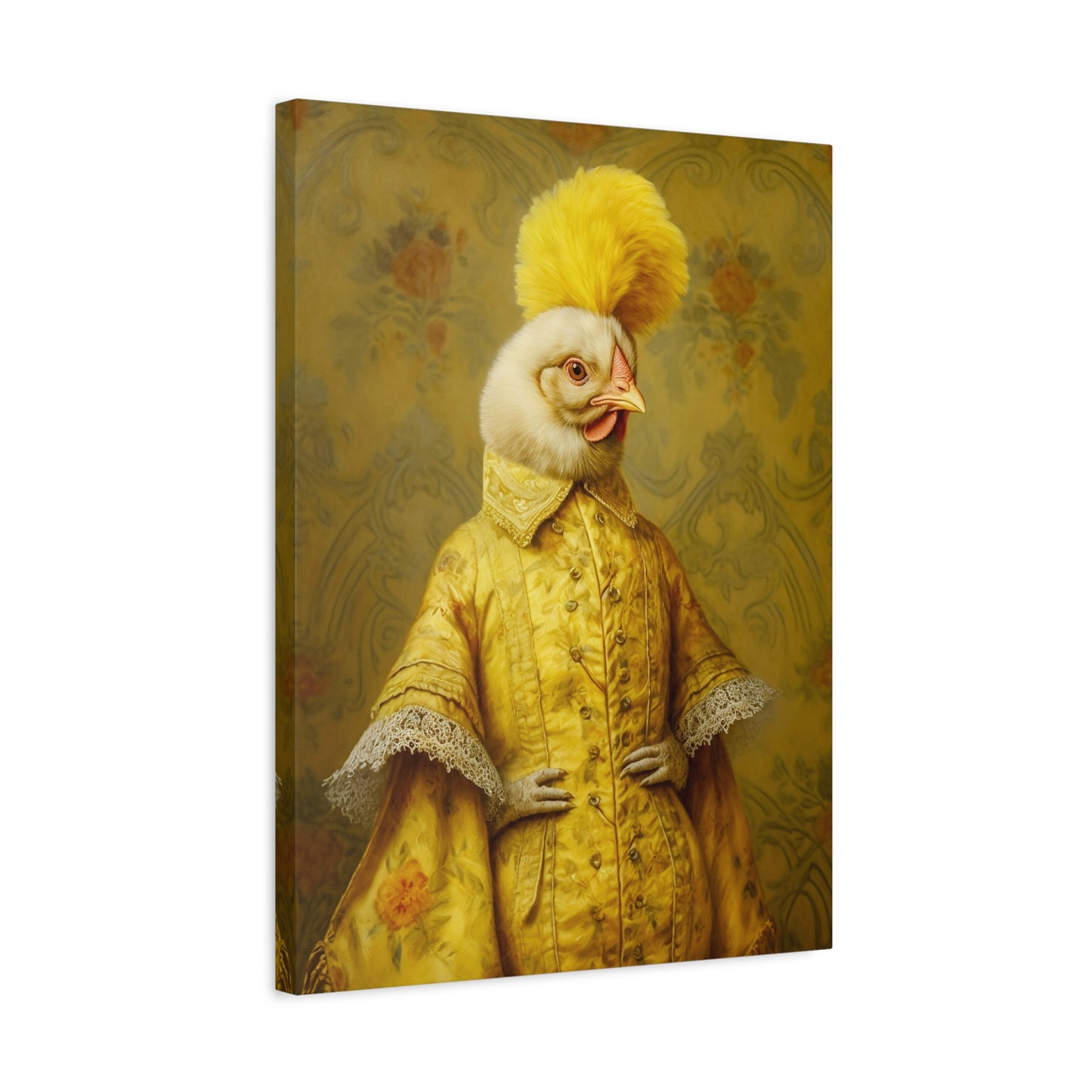 Victorian Chicken Portrait Art Print on Paper or Canvas, Vintage Artful Animal Cottagecore, Renaissance Hen