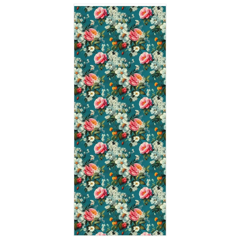 Southern Flowers Wrapping Paper Roll | Pretty Floral Gift Wrap | Colorful Flowers Teal Background - Premium Home Decor from The Curated Goose - From $23.98! Shop now at TheCuratedGoose.com