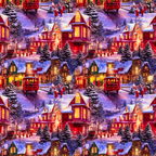 Snowy Winter Village Wrapping Paper Rolls – Nostalgic Holiday Charm with Horse Carriage Delight