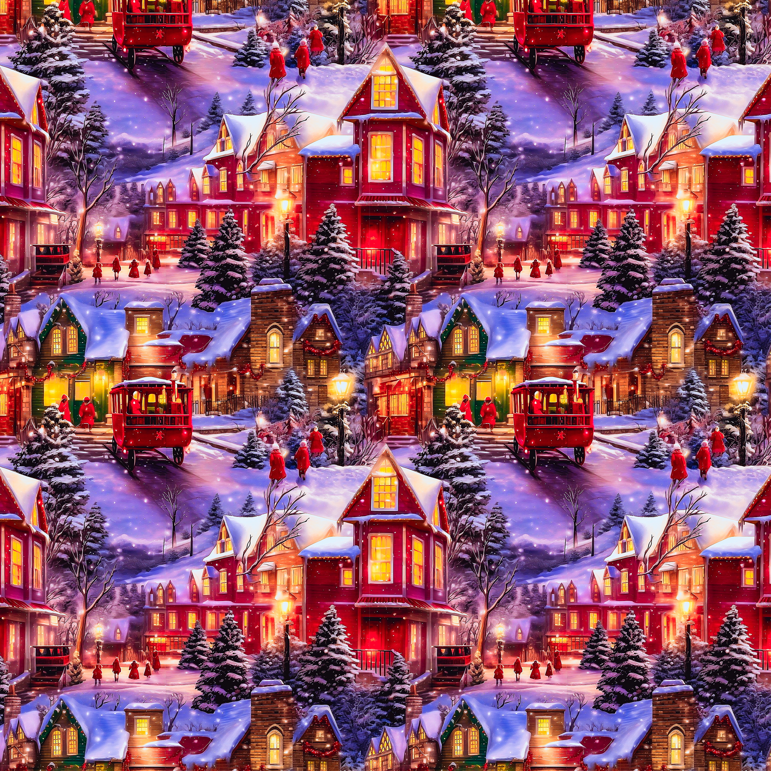 Snowy Winter Village Wrapping Paper Rolls – Nostalgic Holiday Charm with Horse Carriage Delight
