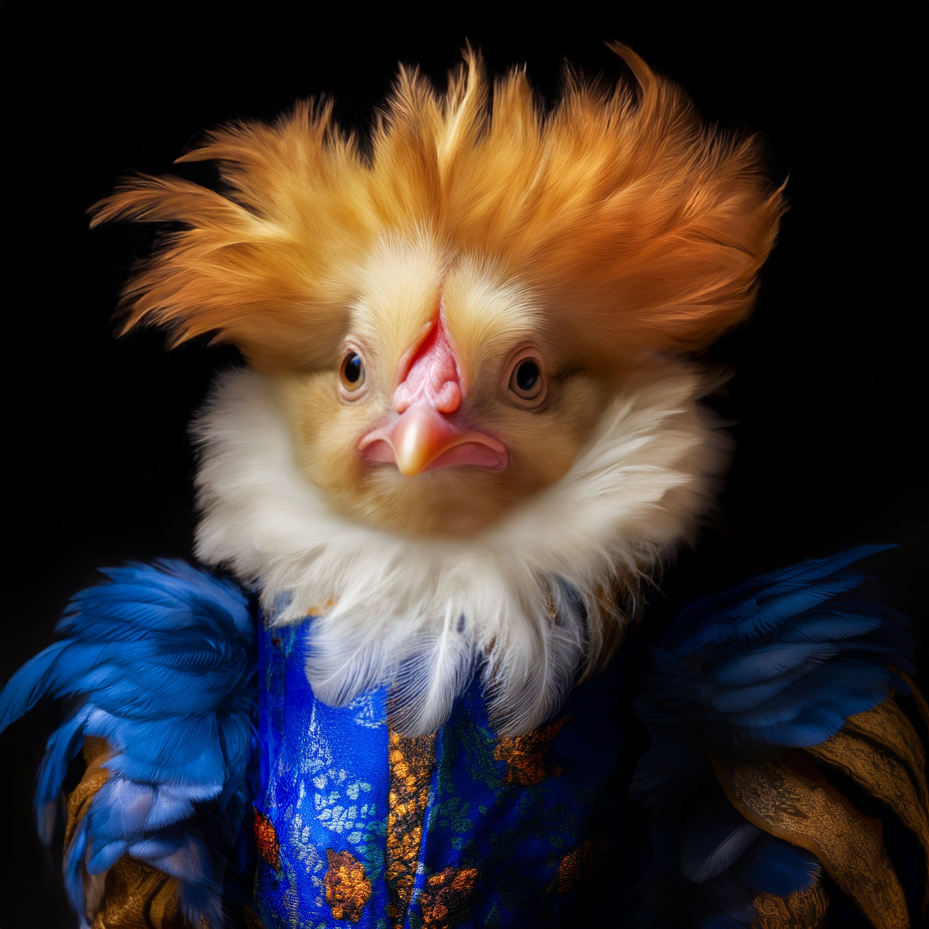 Find gallery wrapped canvas art prints of this rather intense and certainly interesting Victorian chicken royal portrait--only available from The Curated Goose