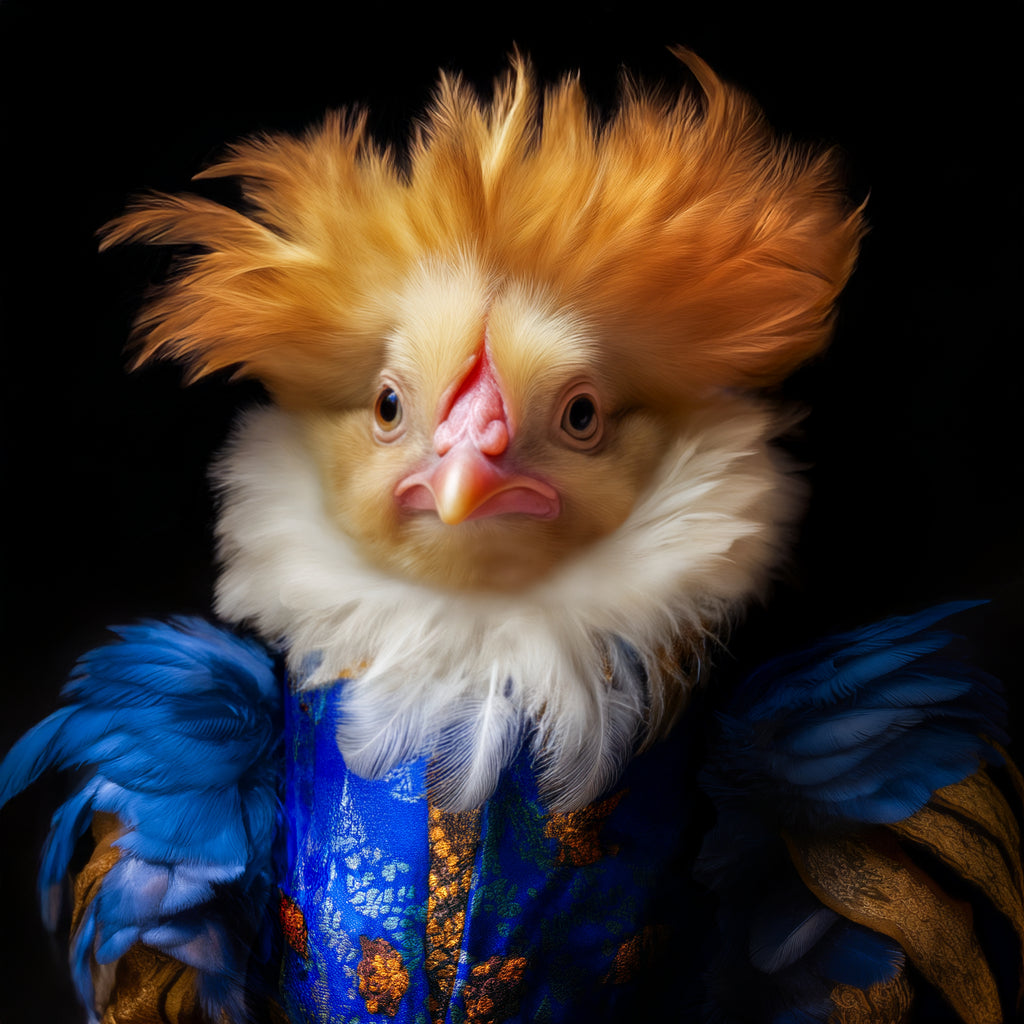 Find gallery wrapped canvas art prints of this rather intense and certainly interesting Victorian chicken royal portrait--only available from The Curated Goose