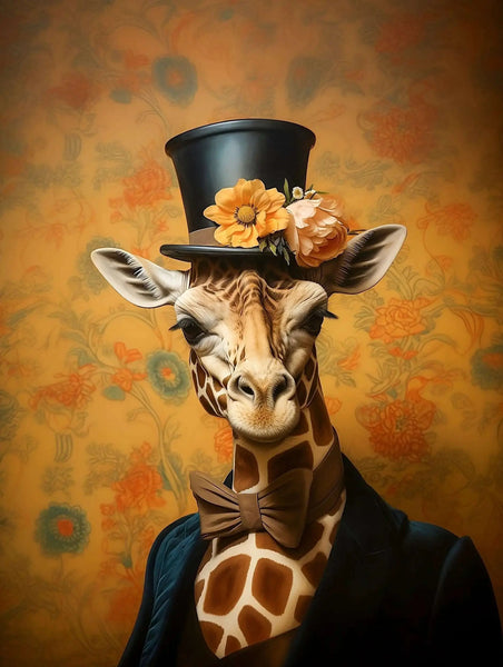 Victorian Giraffe Portrait Art Print  | Victorian Wedding Party Collection Decor