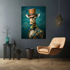 Victorian Giraffe Portrait Art Print Teal | Victorian Wedding Party Collection from The Curated Goose