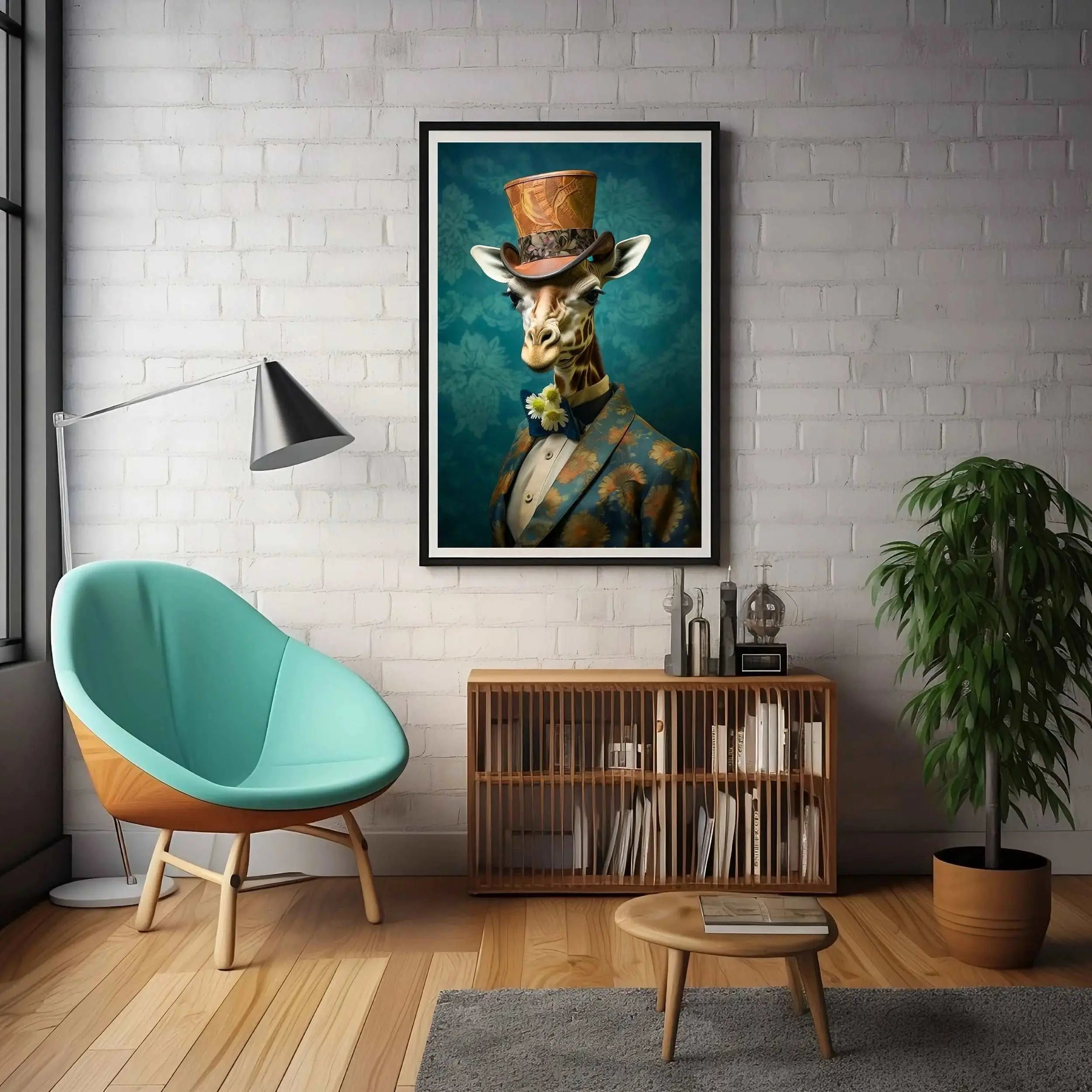 Victorian Giraffe Portrait Art Print Teal | Victorian Wedding Party Collection from The Curated Goose