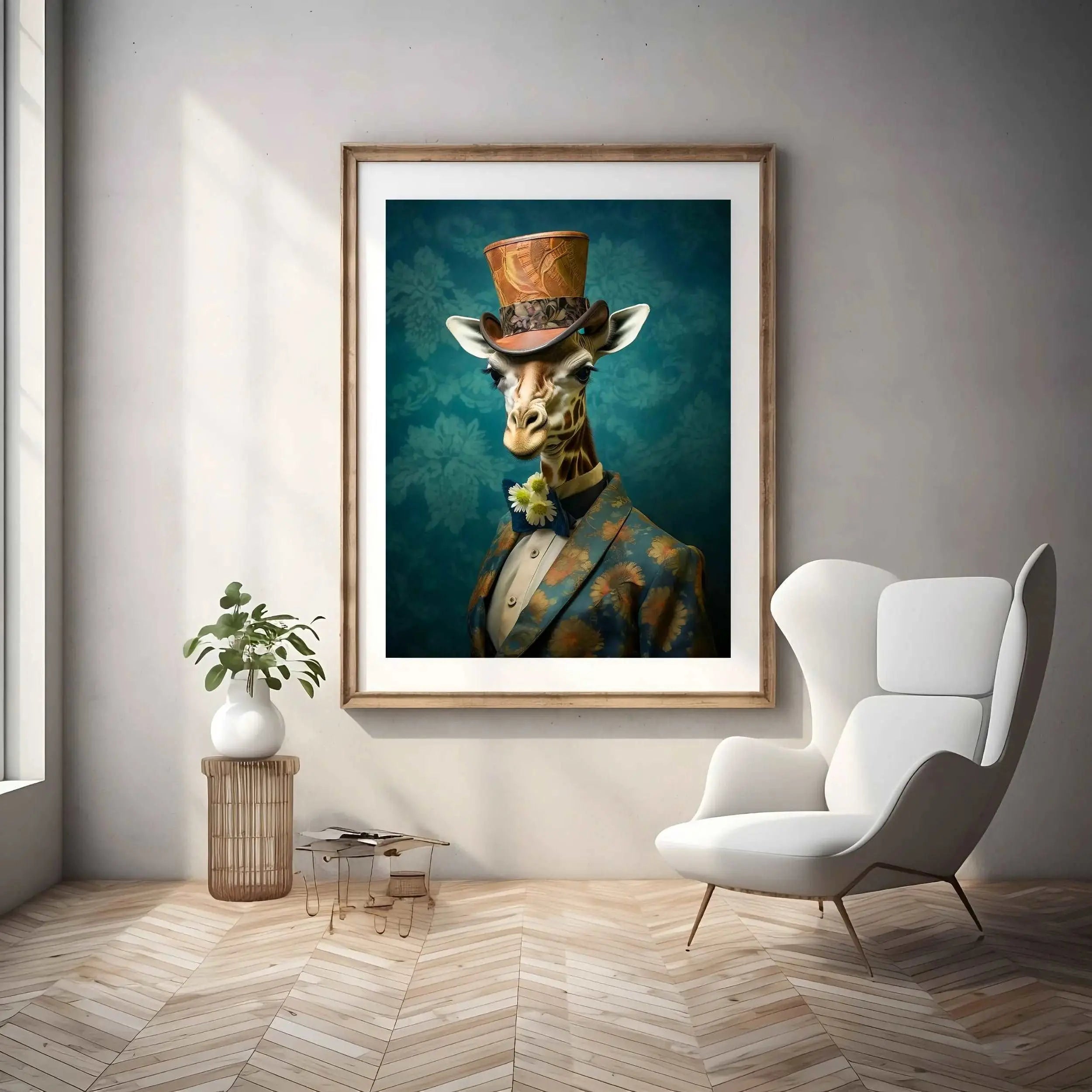 Victorian Giraffe Portrait Art Print Teal | Victorian Wedding Party Collection from The Curated Goose