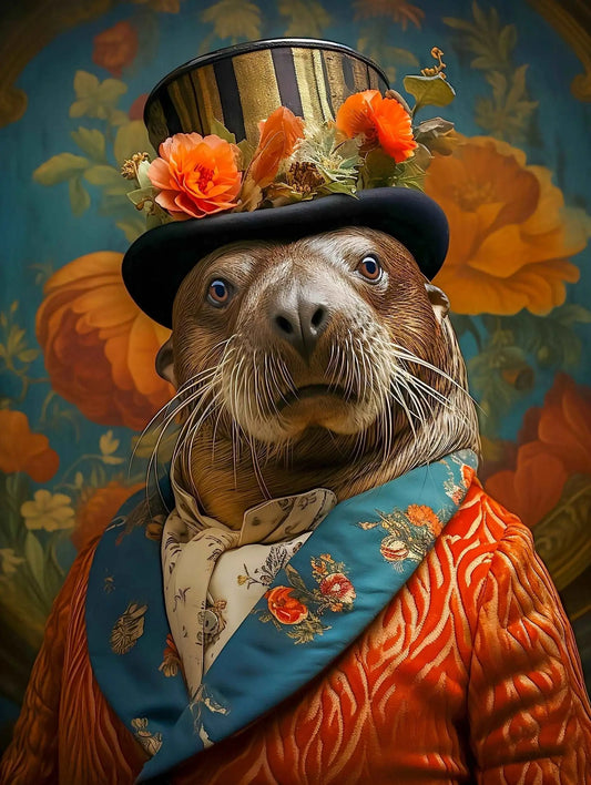 Victorian Sea Lion Portrait Art Print  | Victorian Wedding Party Collection from The Curated Goose