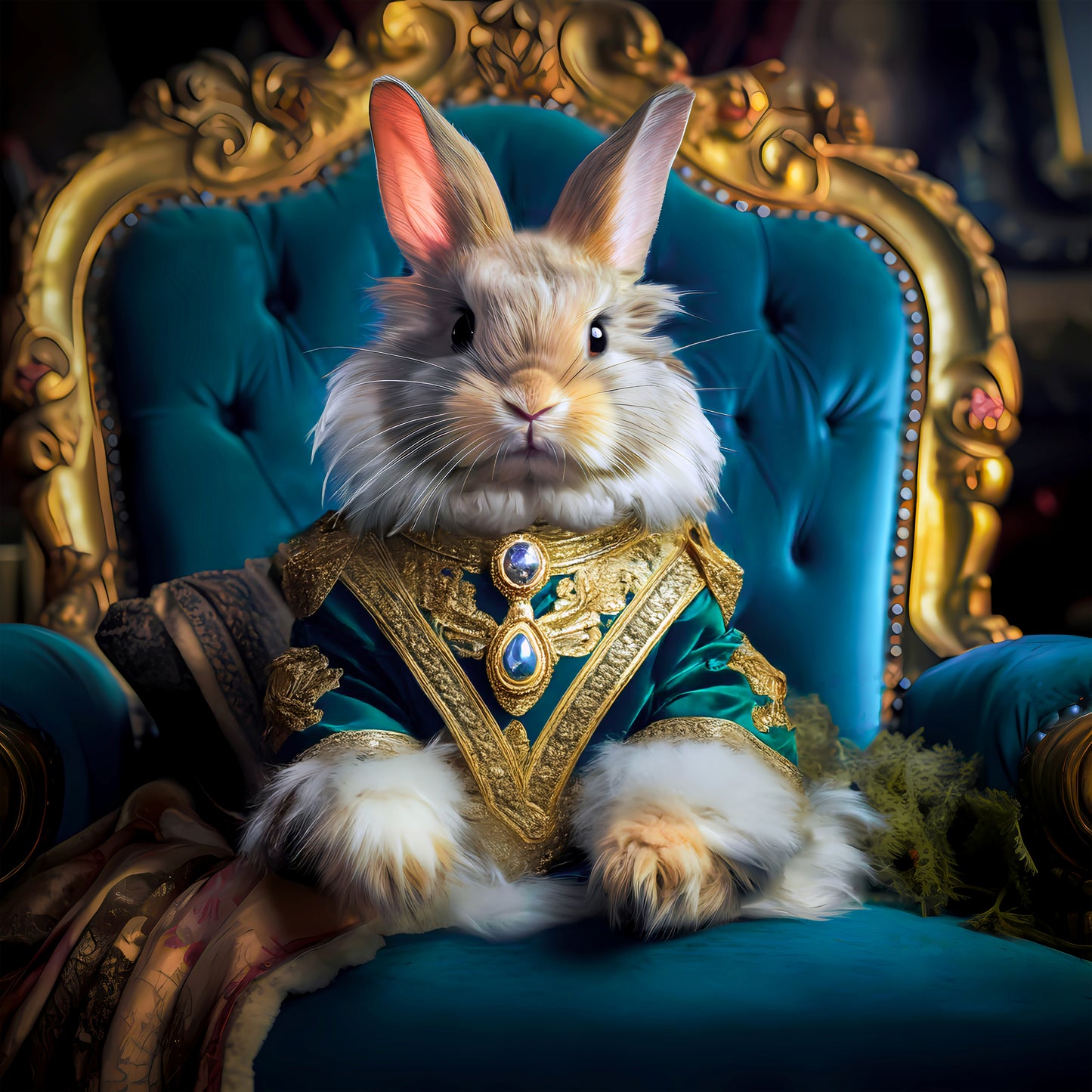Rabbit Royalty Portrait | Canvas Wall Art Print