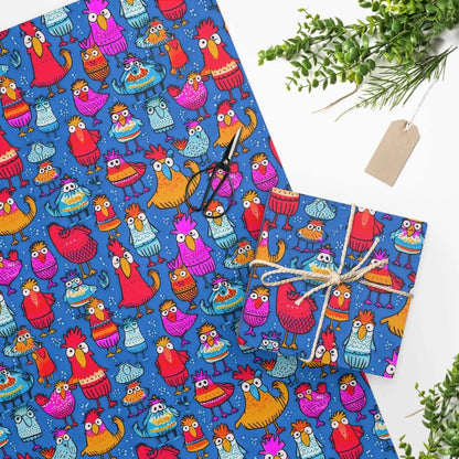 Colorful Chickens Wrapping Paper Rolls from The Curated Goose