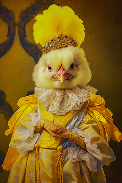 A Royal Chicken Portrait: Renaissance Animal Art on Watercolor Paper from The Curated Goose