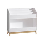 White Wooden Kids Bookcase Organizer with Storage, 3-Tier Toddler Book Display Shelf for Bedroom or Playroom