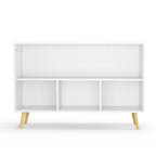 Kids Bookcase with Collapsible Fabric Drawers, White/Blue Children's Book Display Storage Cabinet Organizer