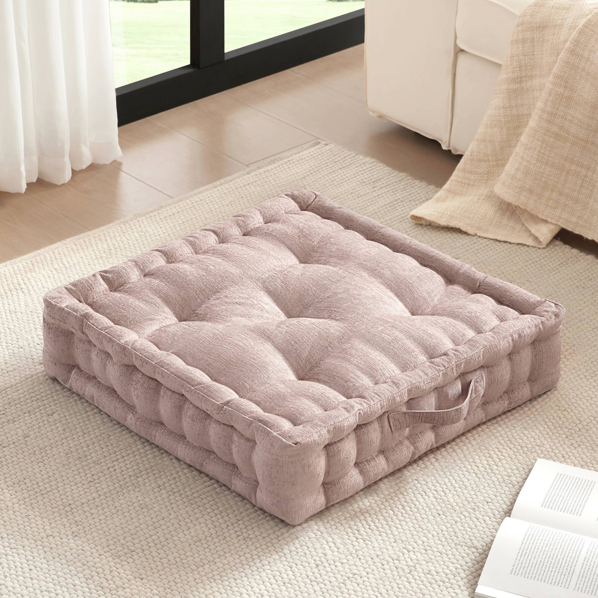 Poly Chenille Square Floor Pillow Cushion-24x24'