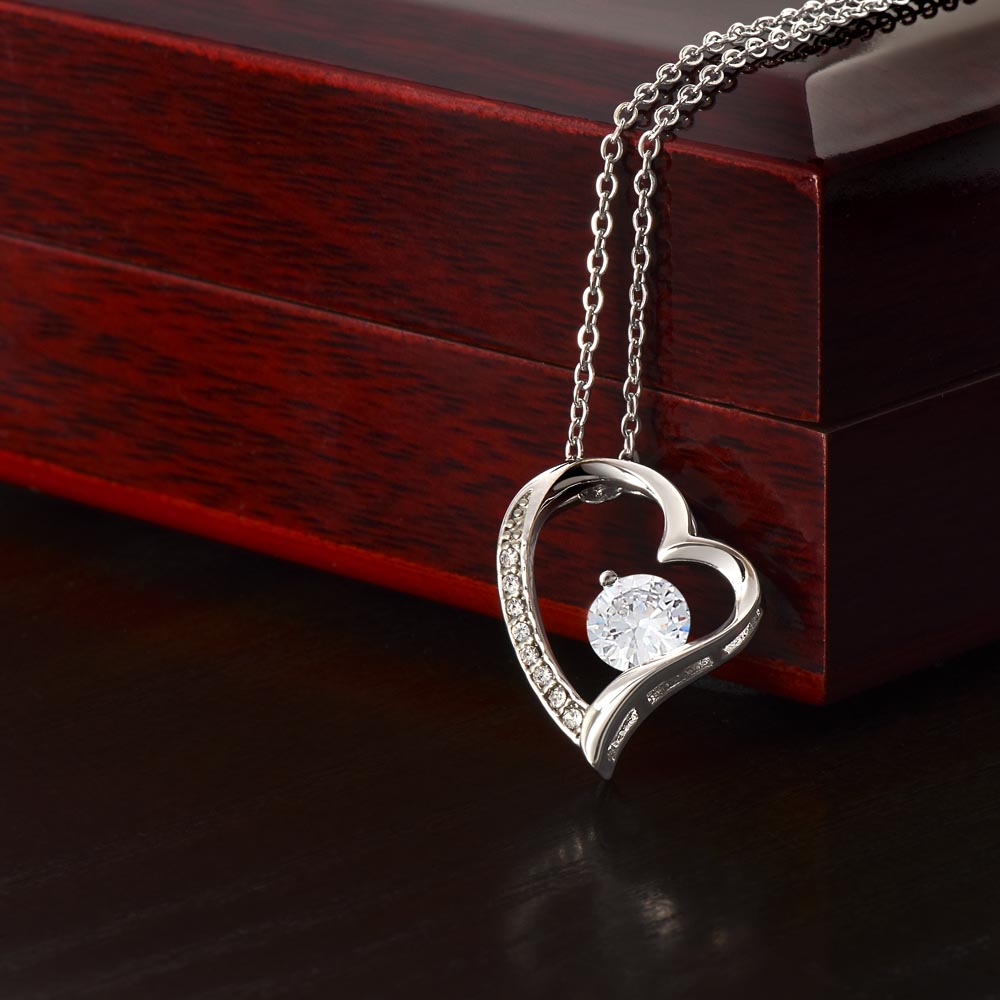 Necklace for Girlfriend Romantic Wife Luxury Gift Custom Name Personalized Gift Note in Mahogany Jewelry Box Forever Love Pendant