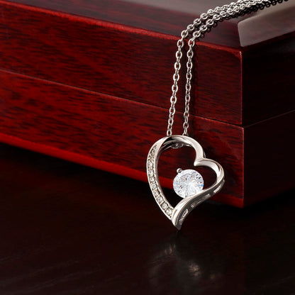 Necklace for Girlfriend Romantic Wife Luxury Gift Custom Name Personalized Gift Note in Mahogany Jewelry Box Forever Love Pendant