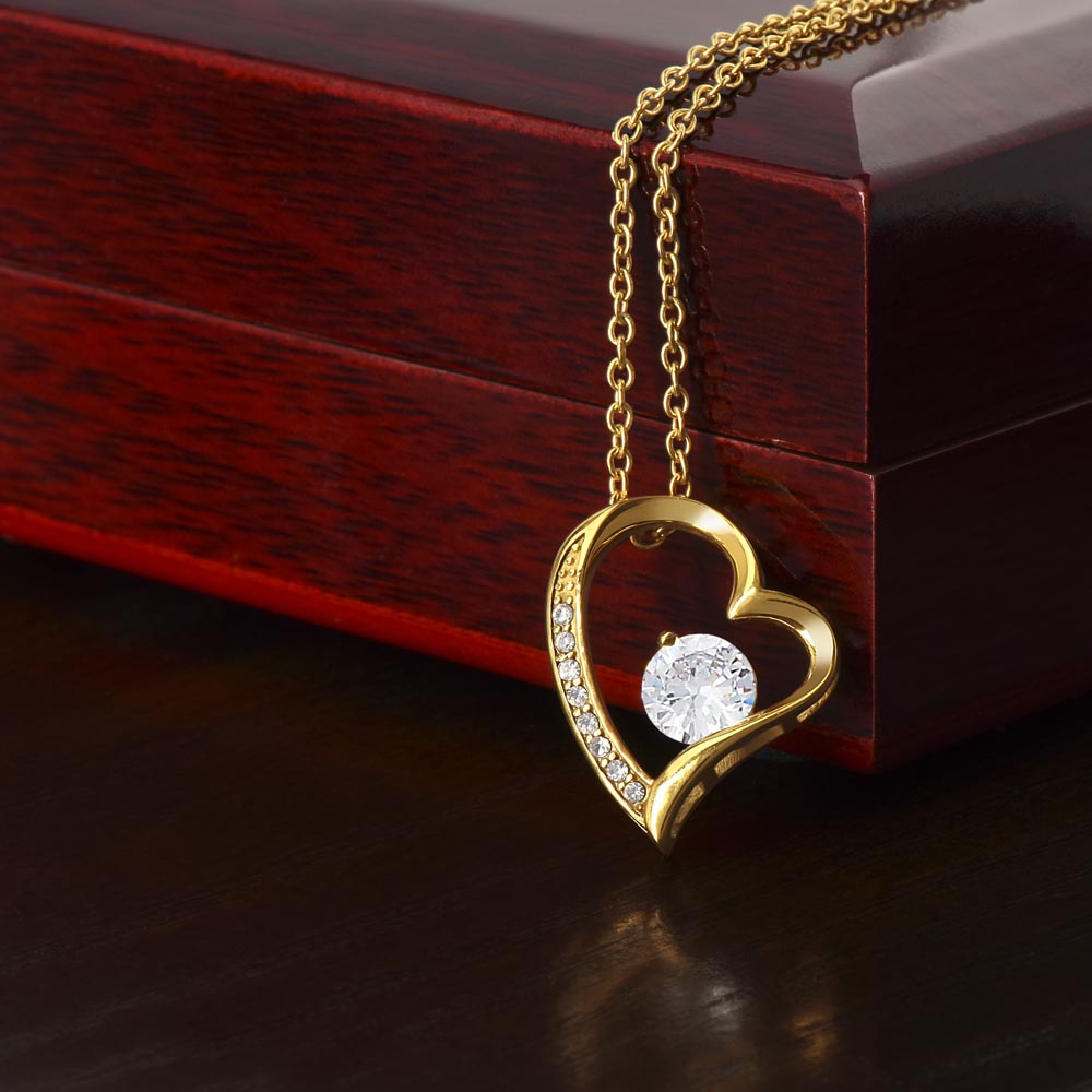 Necklace for Girlfriend Romantic Wife Luxury Gift Custom Name Personalized Gift Note in Mahogany Jewelry Box Forever Love Pendant