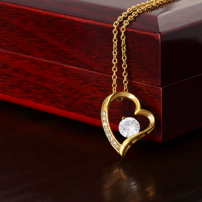 Necklace for Girlfriend Romantic Wife Luxury Gift Custom Name Personalized Gift Note in Mahogany Jewelry Box Forever Love Pendant