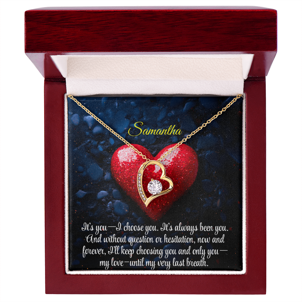 Necklace for Girlfriend Romantic Wife Luxury Gift Custom Name Personalized Gift Note in Mahogany Jewelry Box Forever Love Pendant
