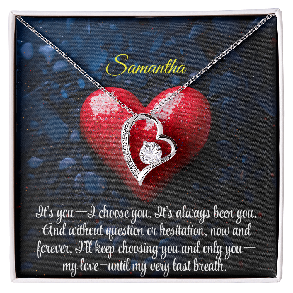Necklace for Girlfriend Romantic Wife Luxury Gift Custom Name Personalized Gift Note in Mahogany Jewelry Box Forever Love Pendant