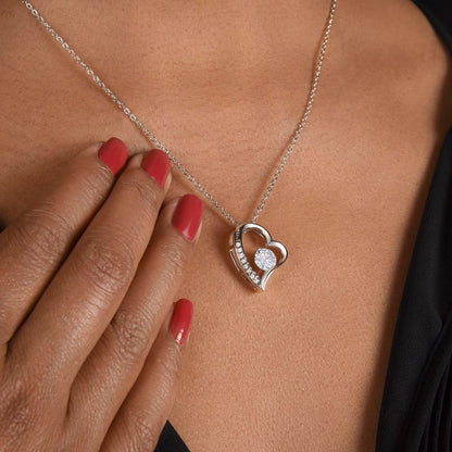 Necklace for Girlfriend Romantic Wife Luxury Gift Custom Name Personalized Gift Note in Mahogany Jewelry Box Forever Love Pendant