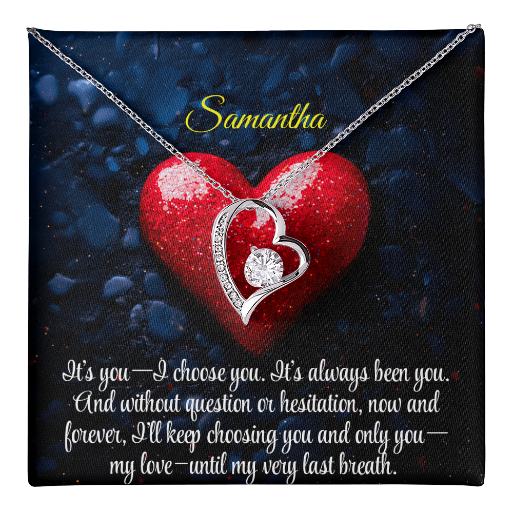 Necklace for Girlfriend Romantic Wife Luxury Gift Custom Name Personalized Gift Note in Mahogany Jewelry Box Forever Love Pendant